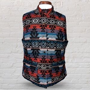 NWT RUFF HEWN Multicolour Aztec Native Wool Blend Gilet Button Up Vest Large